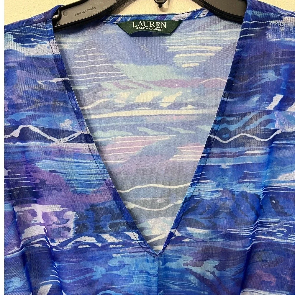 Lauren Ralph Lauren One Piece Swimwear/Cover Up Set Sz‎ 10 Blue Ruffle Classic